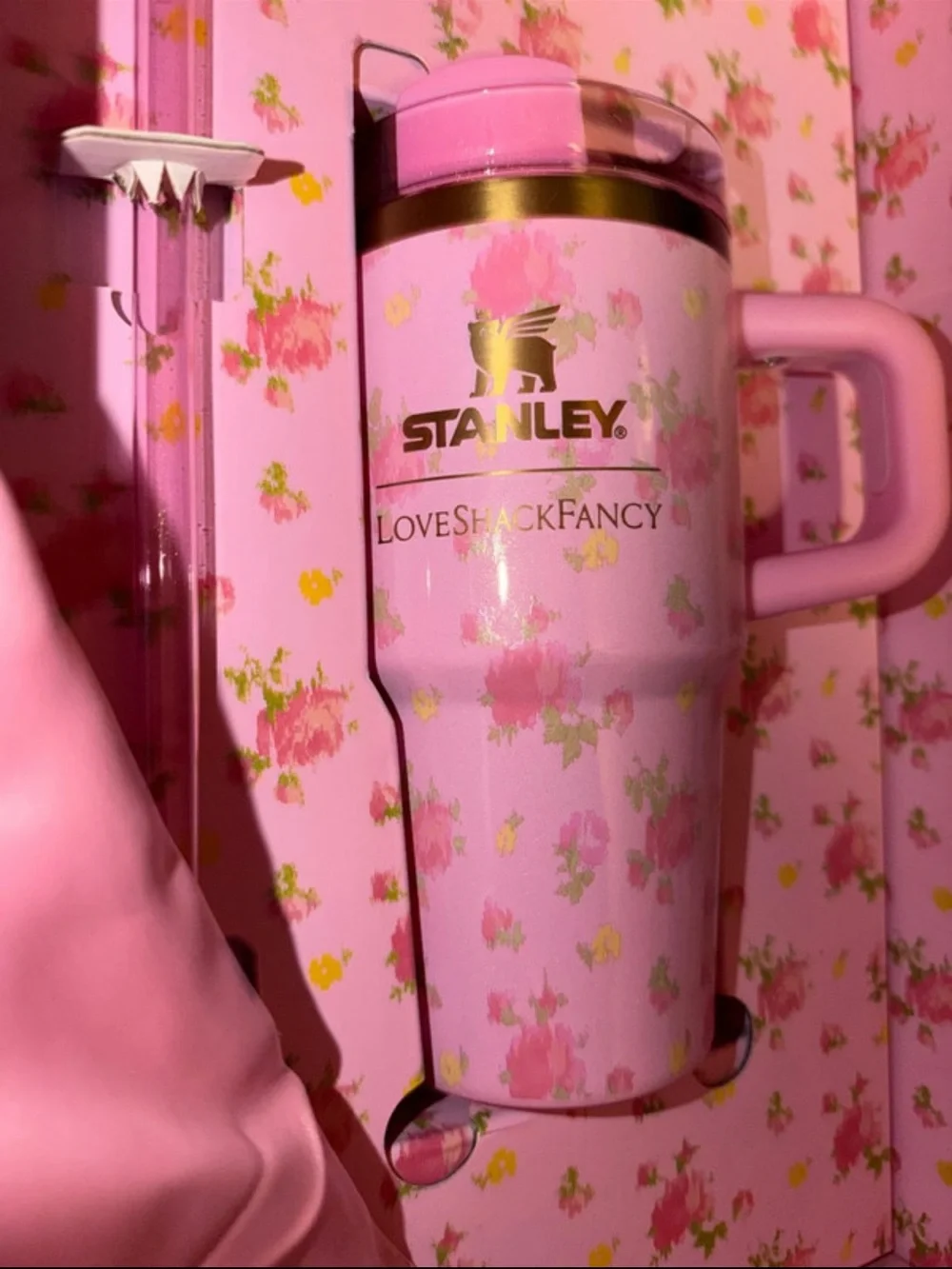 Stanley Pink Floral Gift Set with Travel Mug and Straw